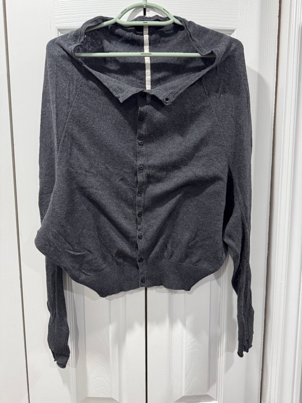 LULULEMON Women's Charcoal Gray button-up, Batwing Sleeve Reversible Camisole